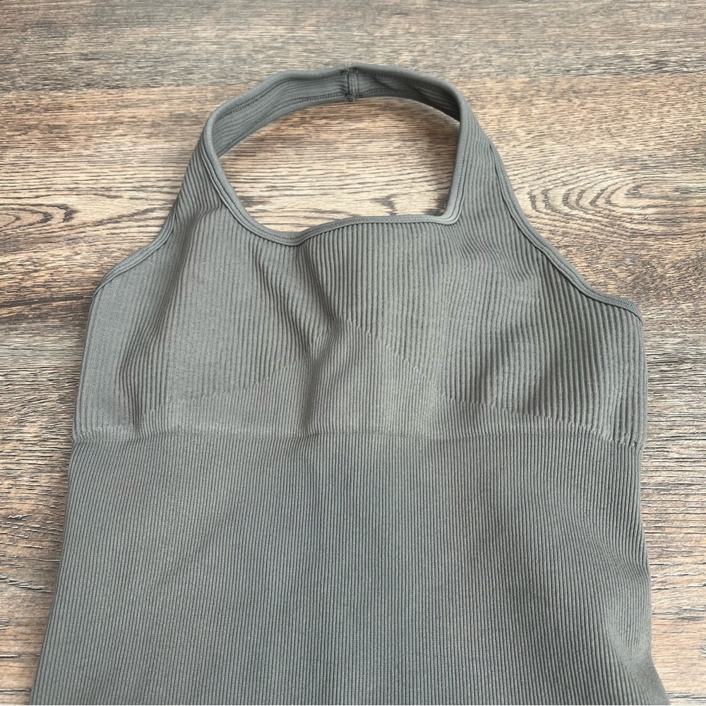 QINSEN Ribbed Seamless Halter Romper Size Small Backless Sculpting Jumpsuit - Picture 4 of 7